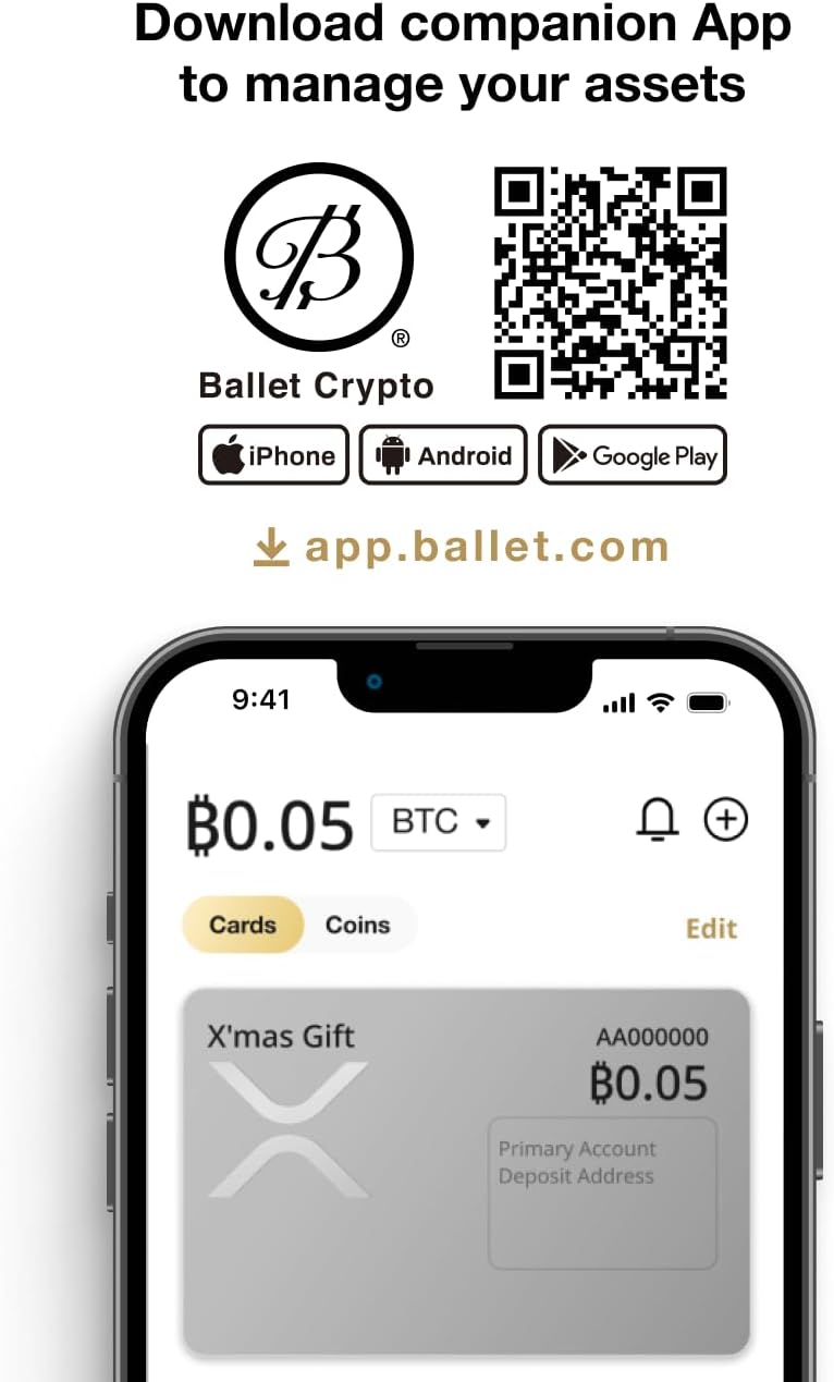 Ballet Real XRP - The Easiest Crypto Cold Storage Card - Cryptocurrency Hardware Wallet with Secure Multicurrency and NFT Support (3-Pack)
