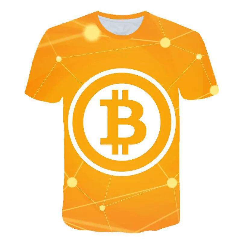 Men's 3D Bitcoin Print Short Sleeve T-Shirt