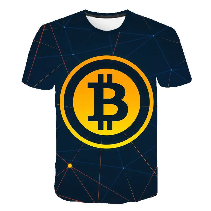 Men's 3D Bitcoin Print Short Sleeve T-Shirt