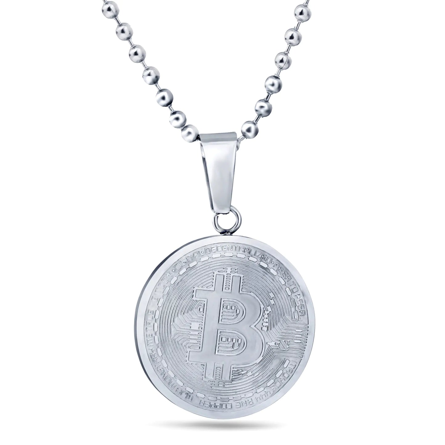 Titanium Steel Bitcoin Pendant and Necklace