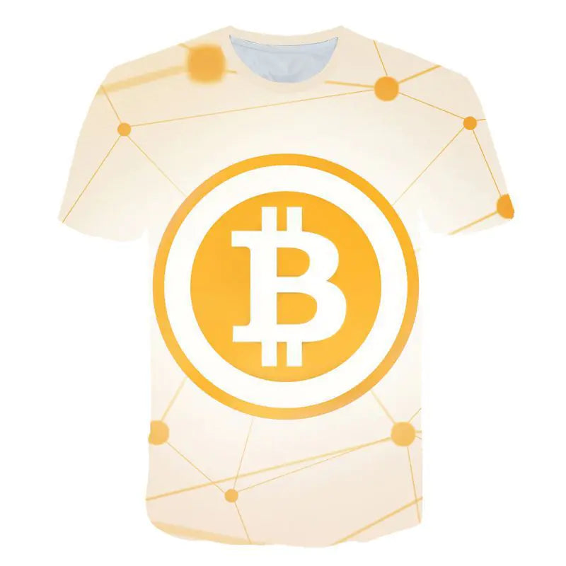 Men's 3D Bitcoin Print Short Sleeve T-Shirt