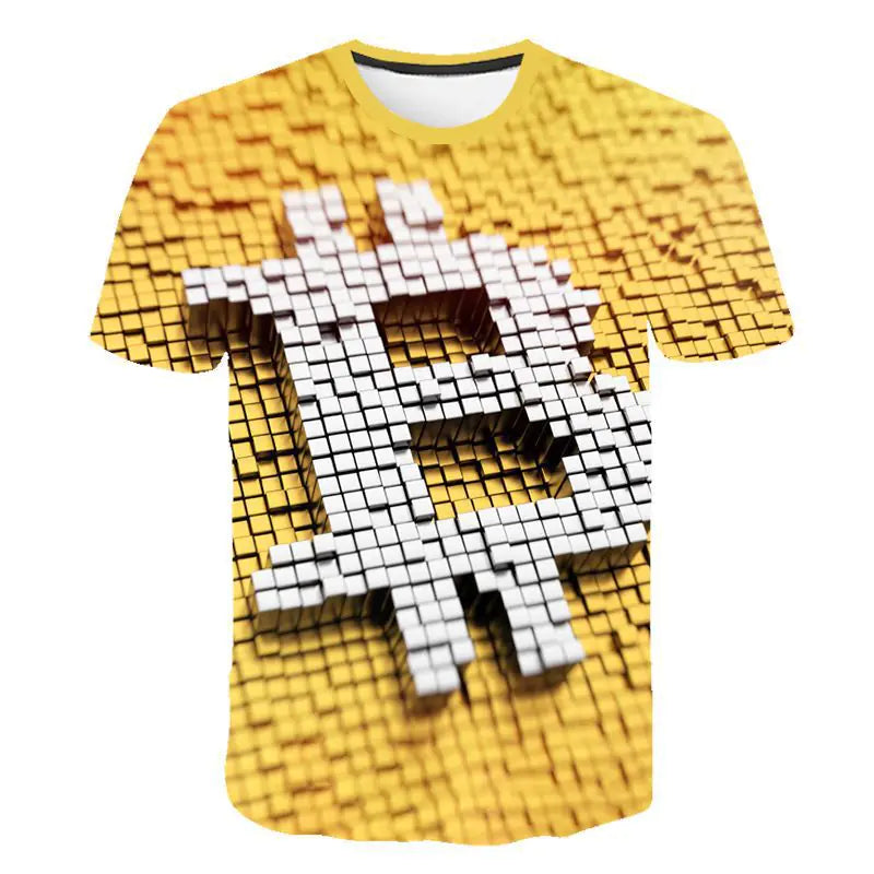 Men's 3D Bitcoin Print Short Sleeve T-Shirt