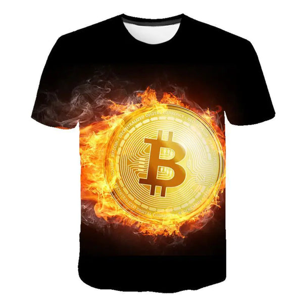 Men's 3D Bitcoin Print Short Sleeve T-Shirt