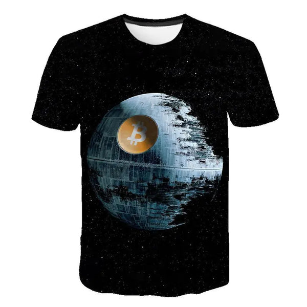 Men's 3D Bitcoin Print Short Sleeve T-Shirt